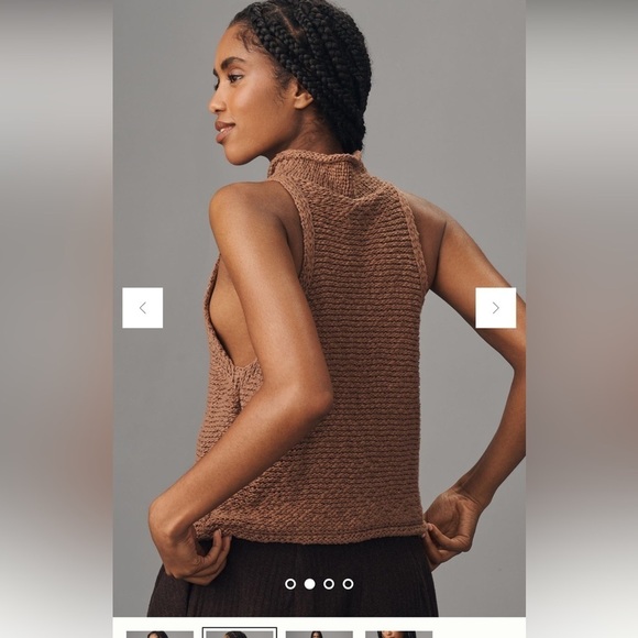 Anthropologie Halter brown sweater top XL y2k boho cottagecore bohemian - Picture 5 of 13